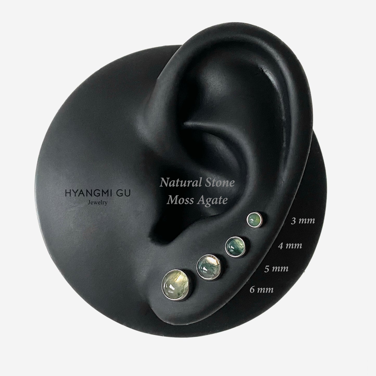 16G Titanium Moss Agate Flat Back Stud