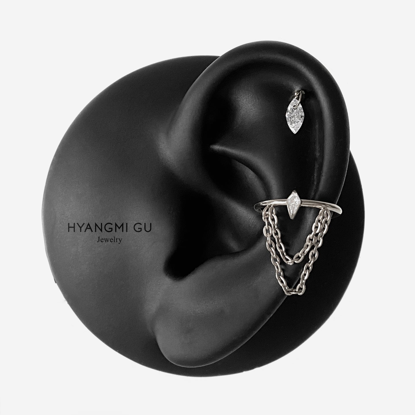 16G Titanium Oval Drop Flat Back Stud