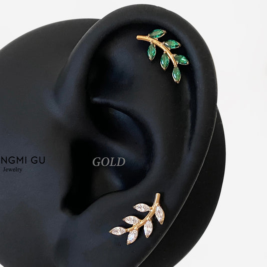 16G Titanium Gold Leaf Flat Back Stud