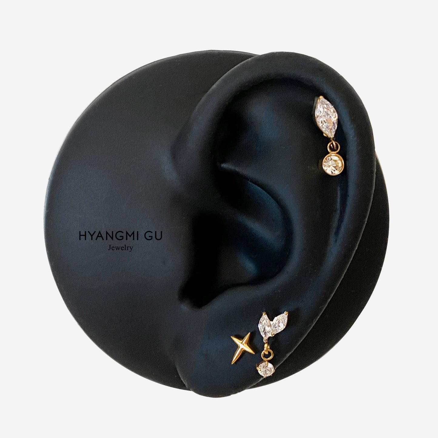 16G Titanium Leaf Dangle Flat Back Stud