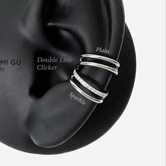 16G Titanium Silver Double Line Clicker Hoop
