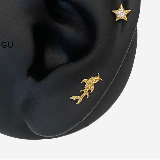 16G Titanium Koi Fish Flat Back Stud