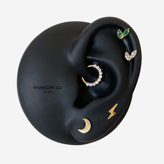 16G Titanium Lightning Flat Back Stud