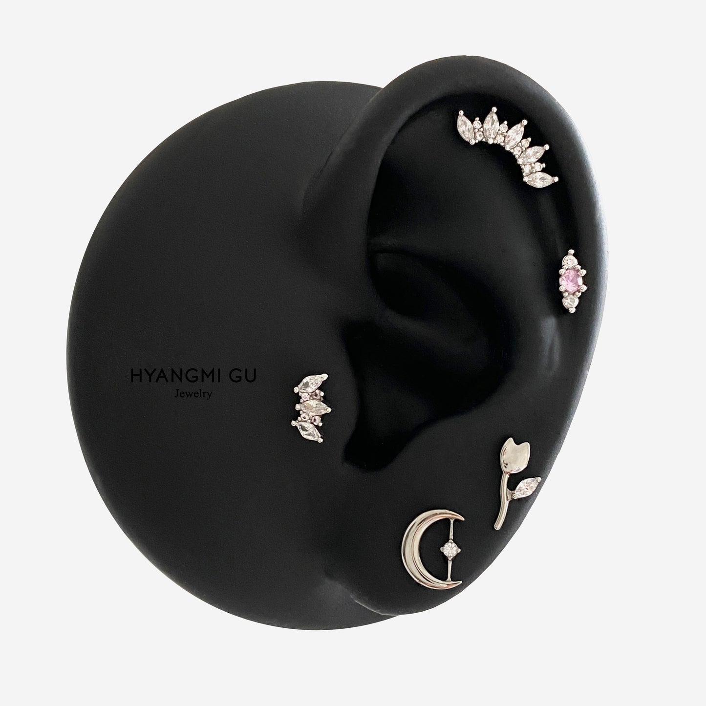 16G Titanium Moon Bridge Flat Back Stud