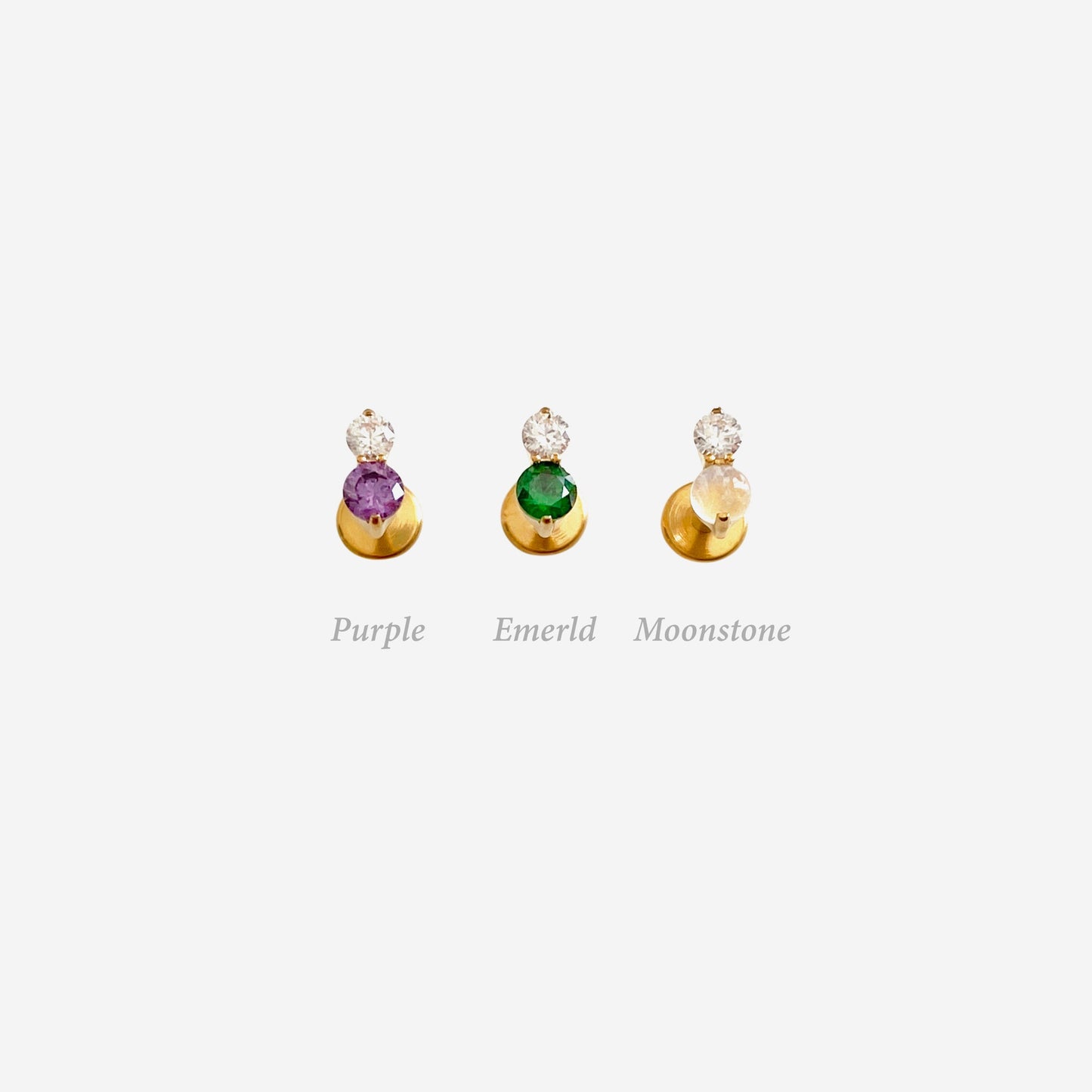16G Titanium Color Double Round Flat Back Stud