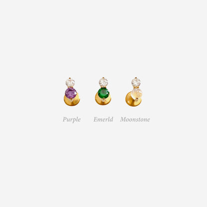 16G Titanium Color Double Round Flat Back Stud