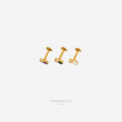 16G Titanium Color Double Round Flat Back Stud