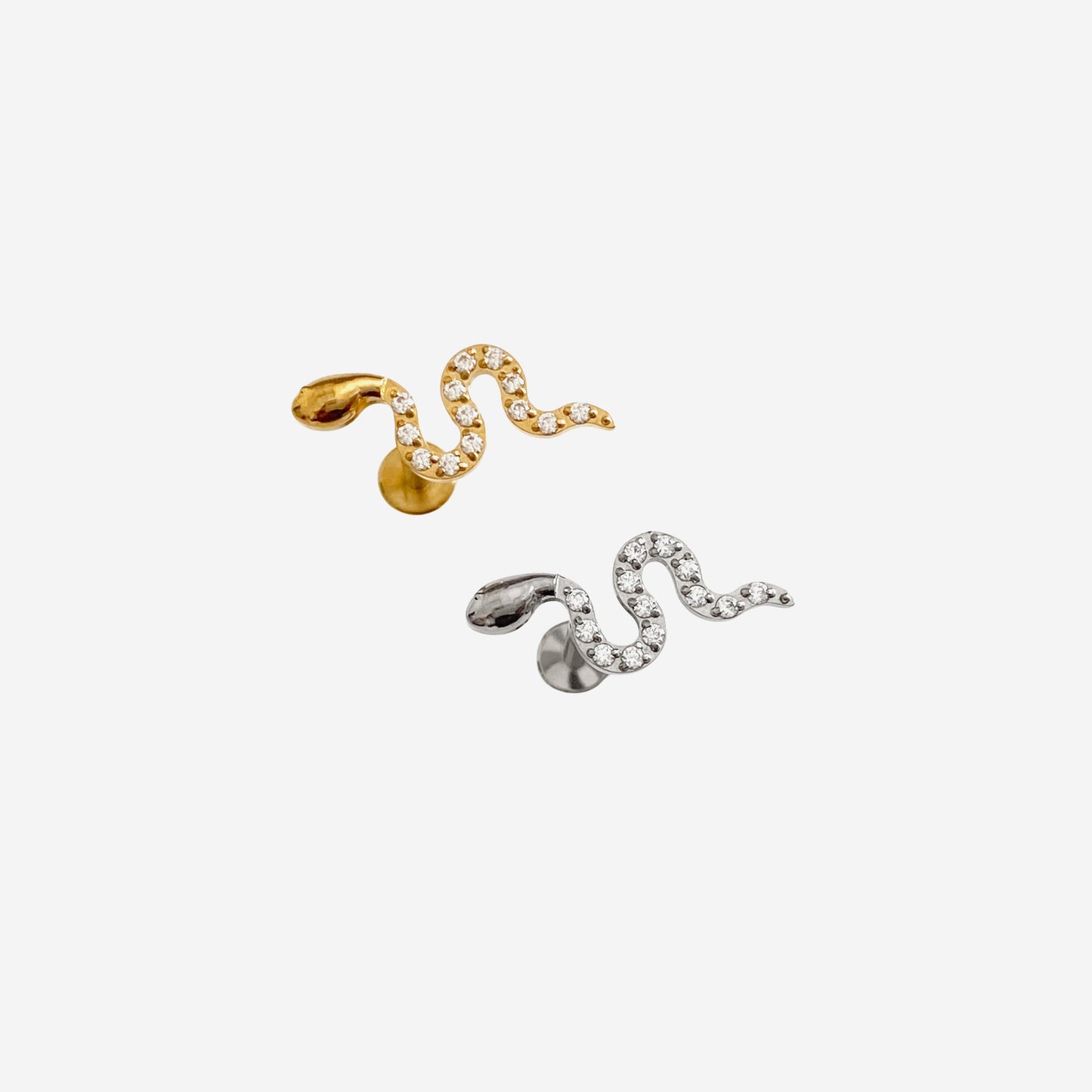 16G Titanium Cz Snake Flat Back Stud