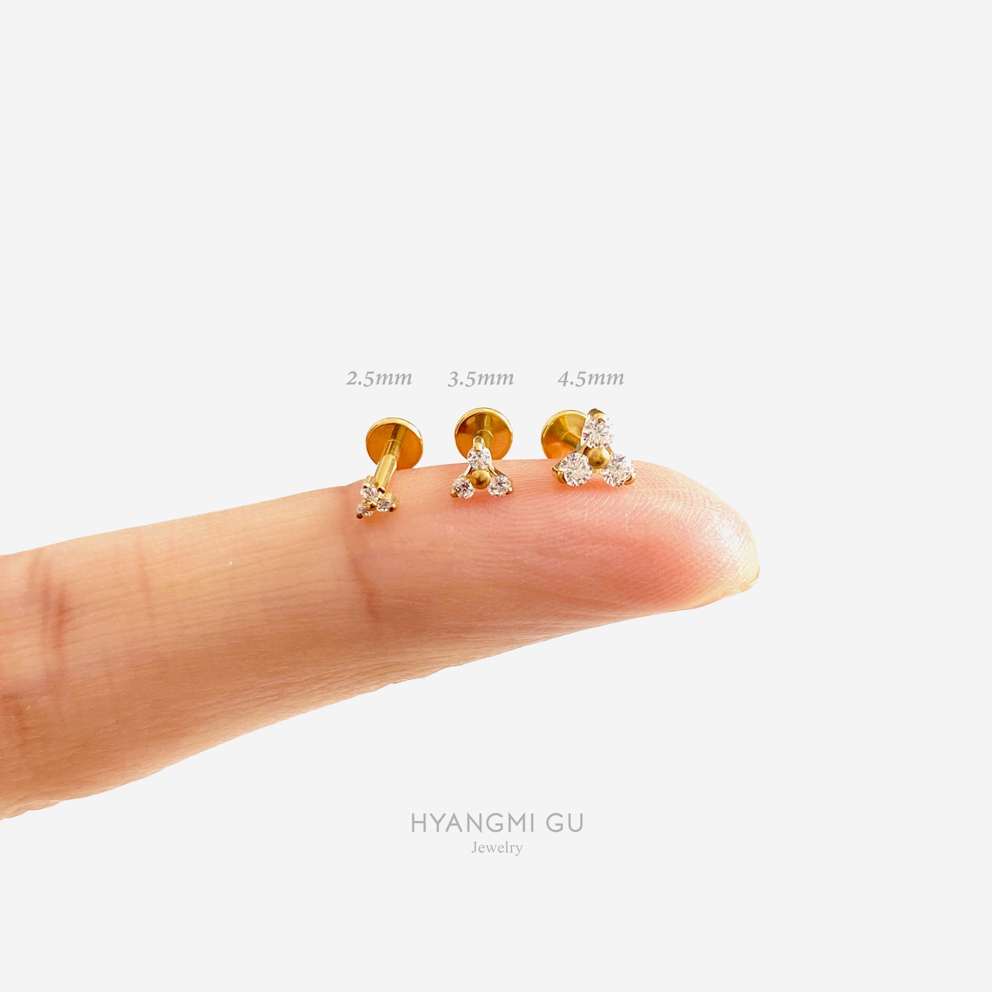 16G Titanium 2.5-4.5mm Flower Flat Back Stud