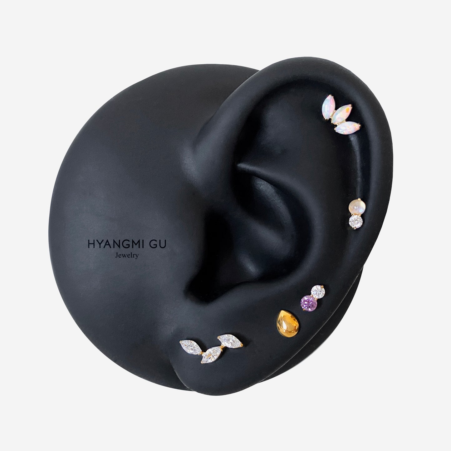 16G Titanium Color Double Round Flat Back Stud