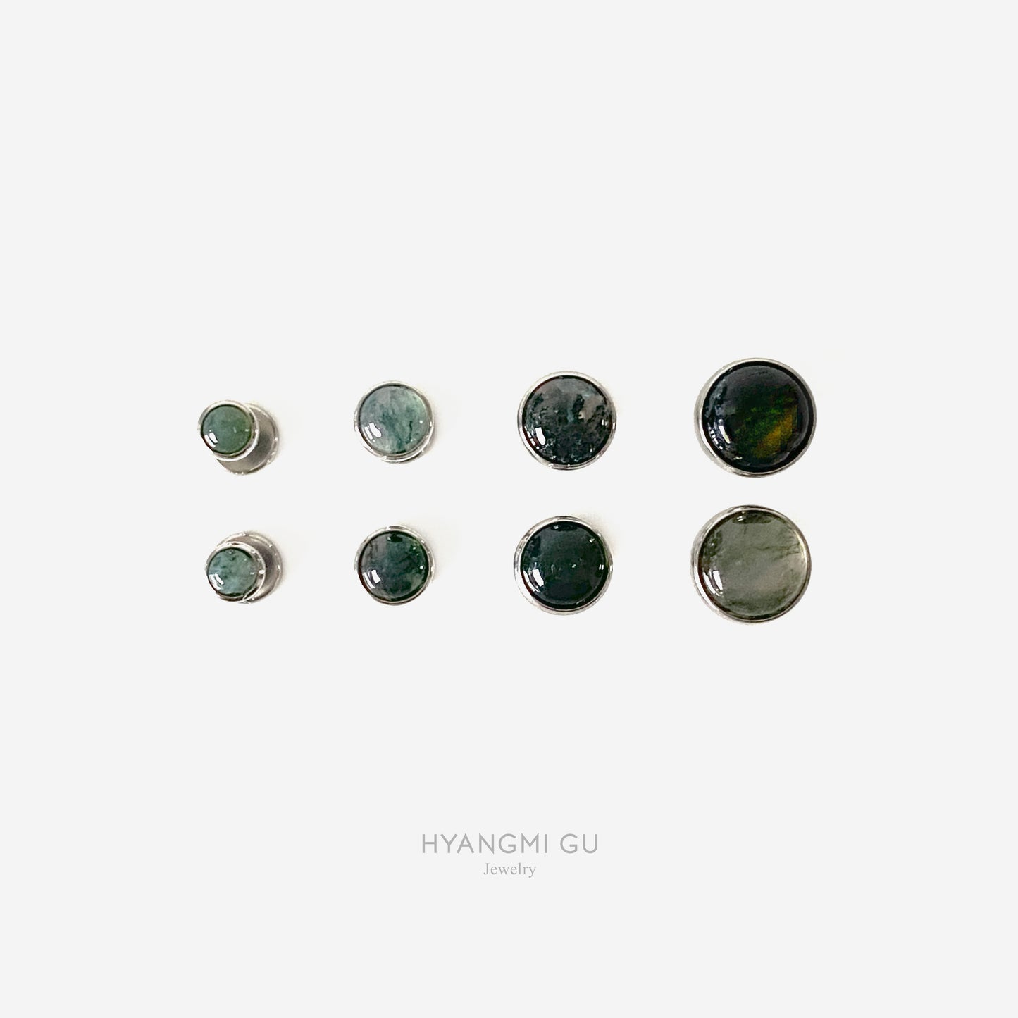 16G Titanium Moss Agate Flat Back Stud