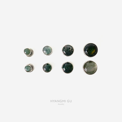 16G Titanium Moss Agate Flat Back Stud