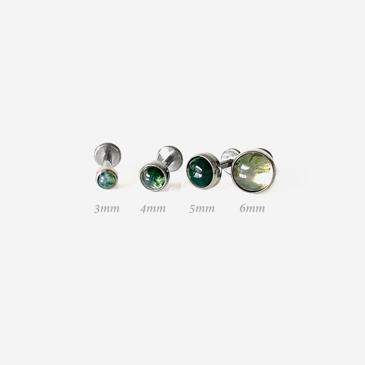 16G Titanium Moss Agate Flat Back Stud
