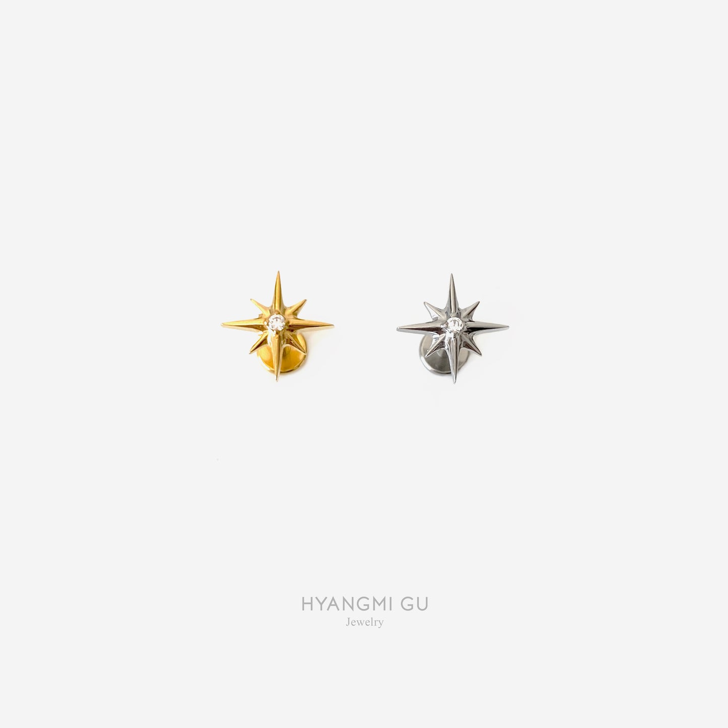 16G Titanium Sparkle Star Flat Back Stud