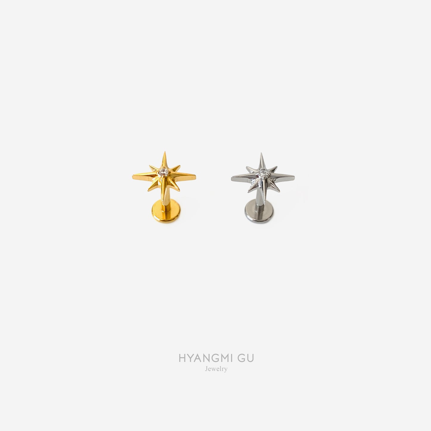 16G Titanium Sparkle Star Flat Back Stud