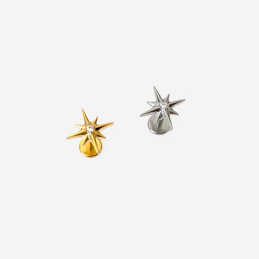 16G Titanium Sparkle Star Flat Back Stud