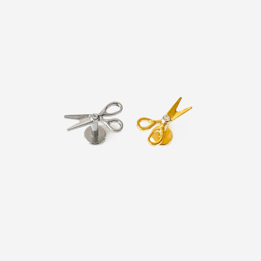 16G Titanium Scissor Flat Back Stud