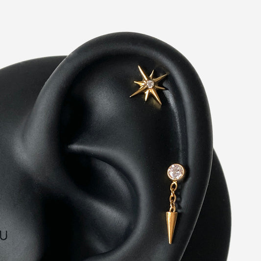 16G Titanium Sparkle Star Flat Back Stud