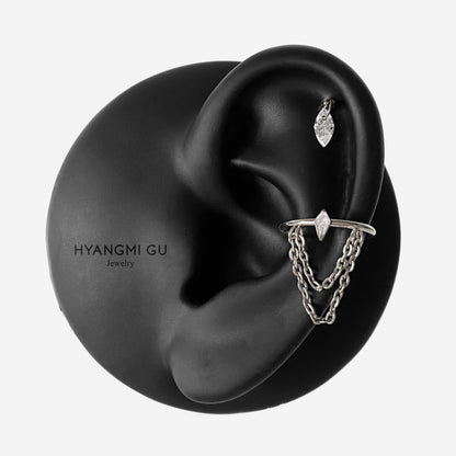 16G Titanium Oval Drop Flat Back Stud