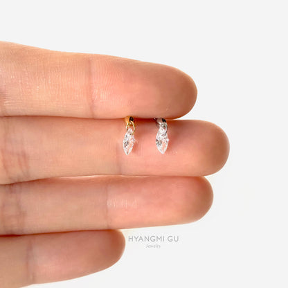 16G Titanium Oval Drop Flat Back Stud