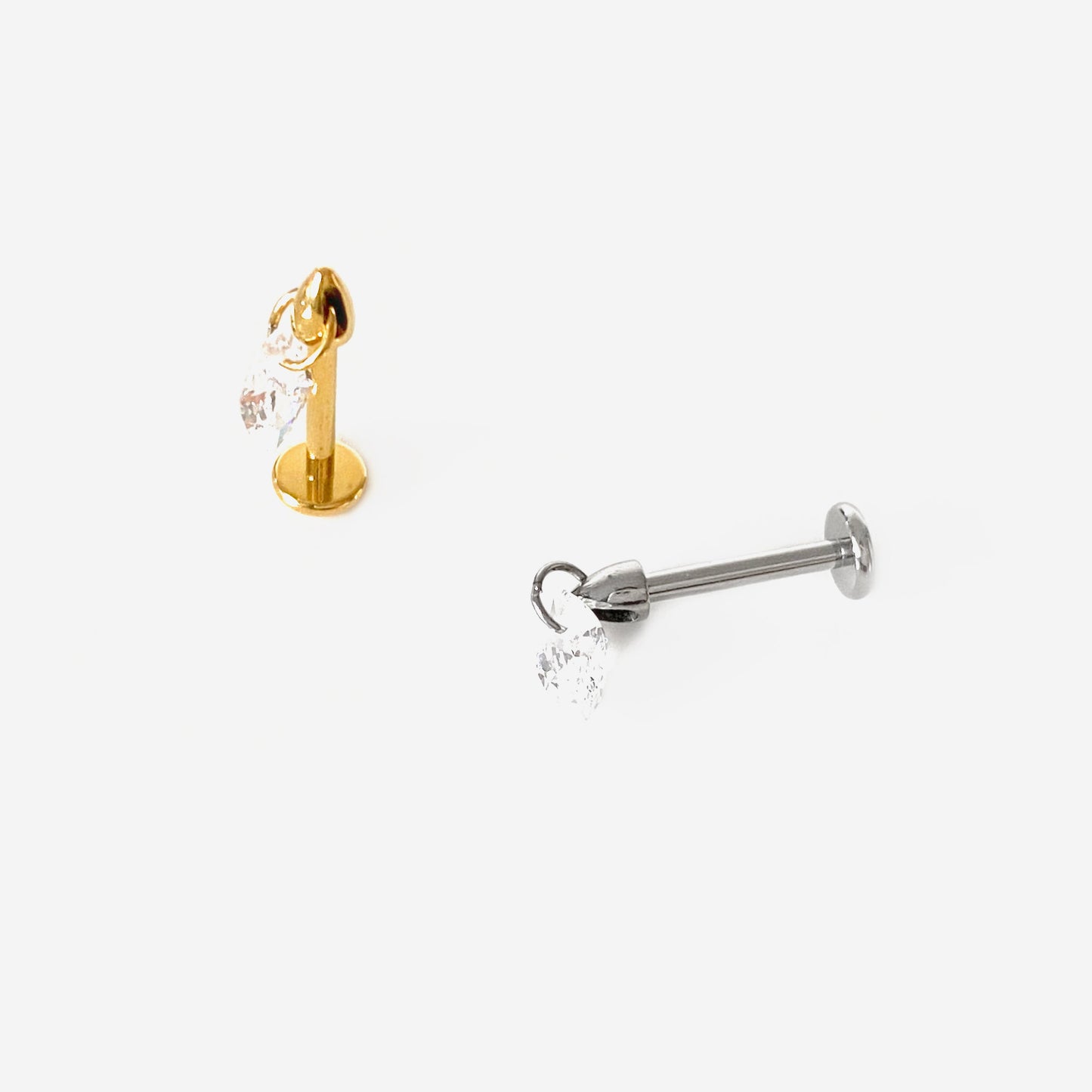 16G Titanium Oval Drop Flat Back Stud