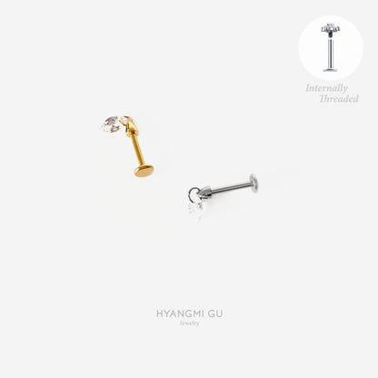 16G Titanium Oval Drop Flat Back Stud