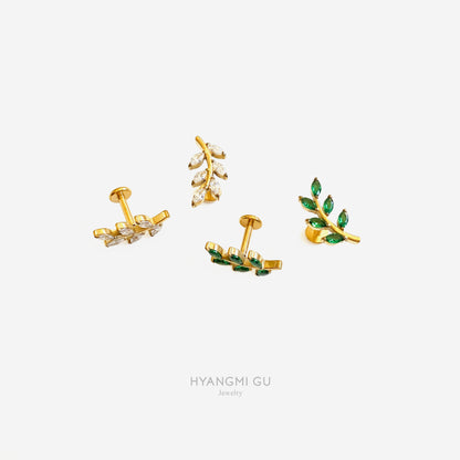 16G Titanium Gold Leaf Flat Back Stud