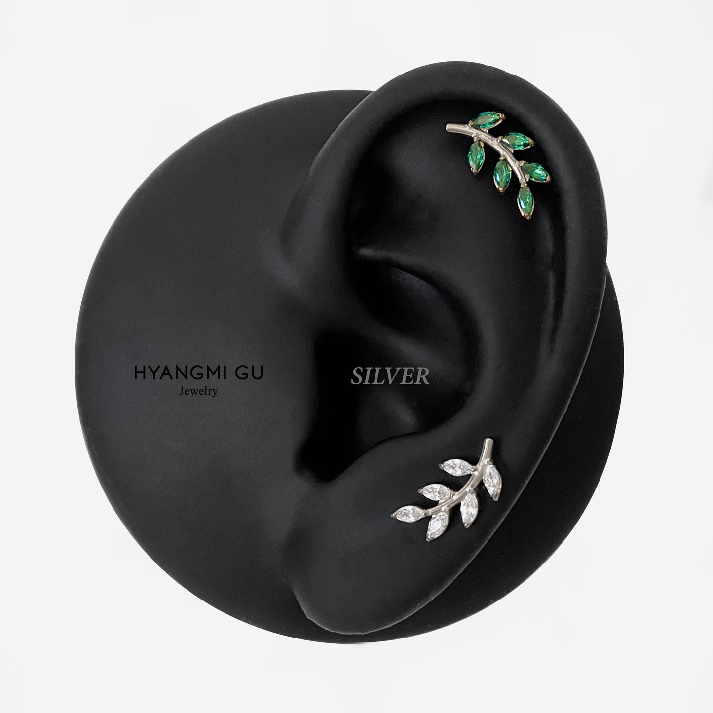 16G Titanium Silver Leaf Flat Back Stud