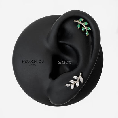 16G Titanium Silver Leaf Flat Back Stud