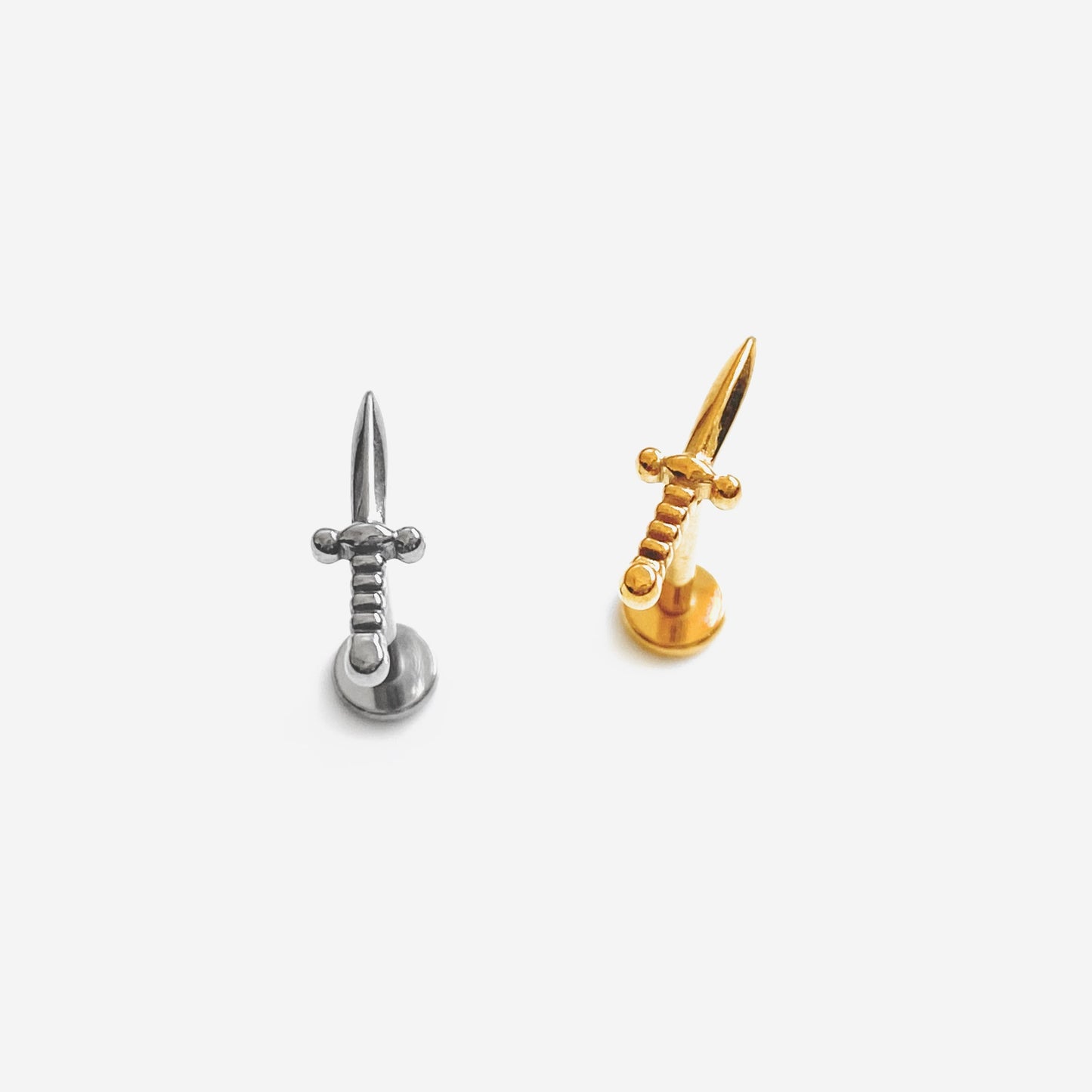 16G Titanium Small Dagger Flat Back Stud