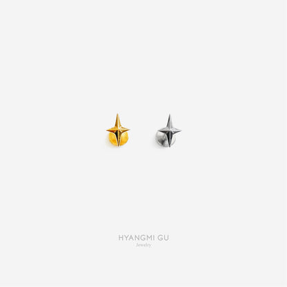 16G Titanium 3D Spike Flat Back Stud