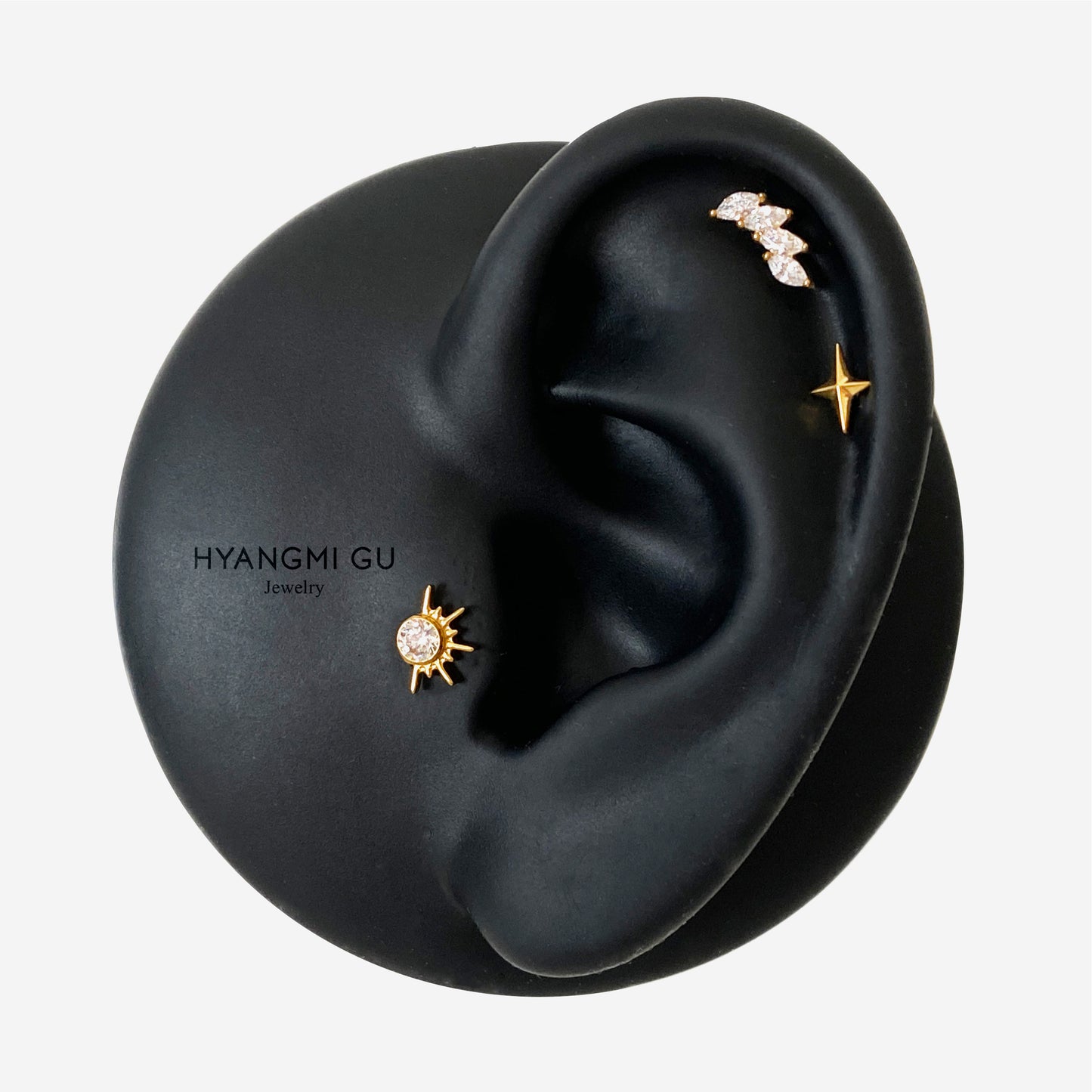 16G Titanium 3D Spike Flat Back Stud