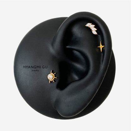 16G Titanium Sunrise Flat Back Stud