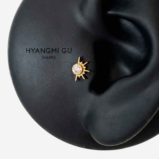 16G Titanium Sunrise Flat Back Stud