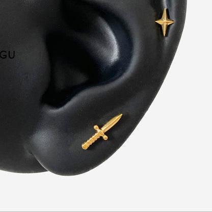 16G Titanium Small Dagger Flat Back Stud