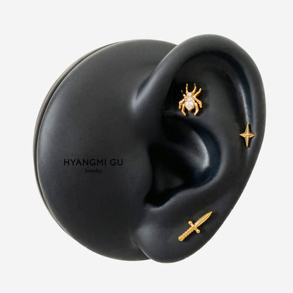 16G Titanium Small Dagger Flat Back Stud