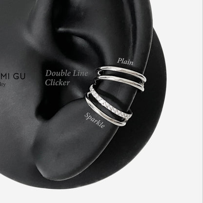 16G Titanium Silver Double Line Clicker Hoop