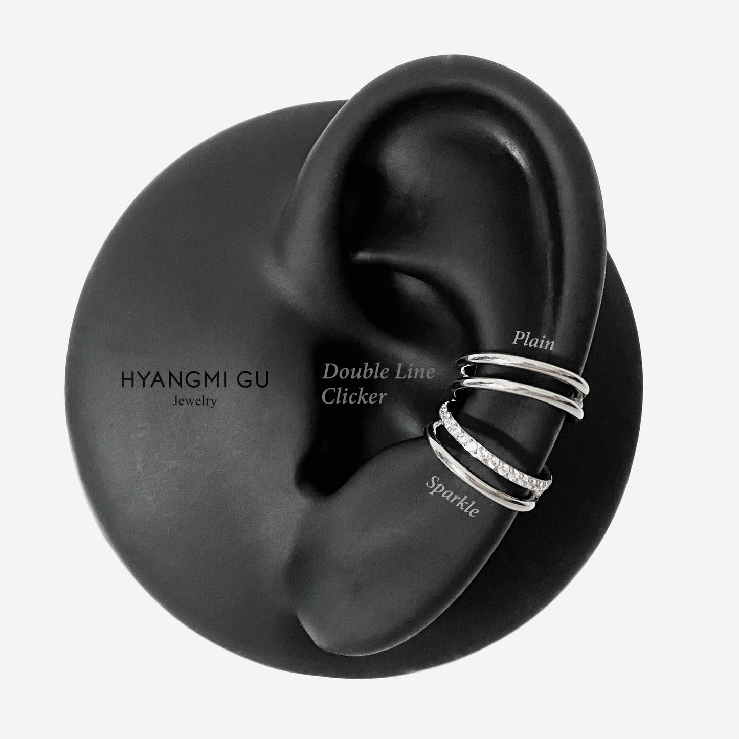 16G Titanium Silver Double Line Clicker Hoop