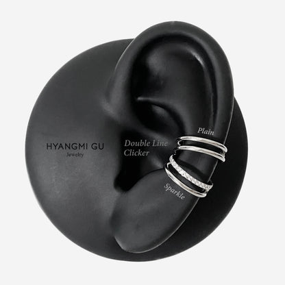 16G Titanium Silver Double Line Clicker Hoop