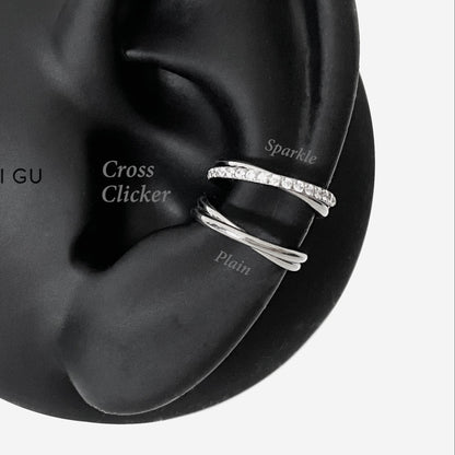 16G Titanium Silver Cross Clicker Hoop
