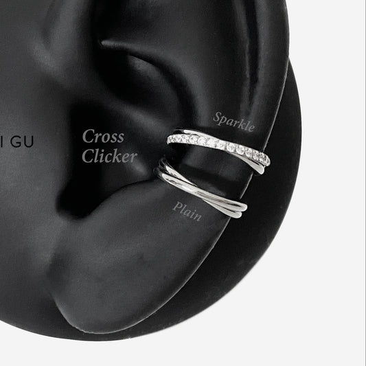 16G Titanium Silver Cross Clicker Hoop