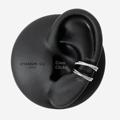 16G Titanium Silver Cross Clicker Hoop