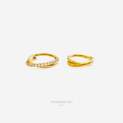 16G Titanium Gold Cross Clicker Hoop