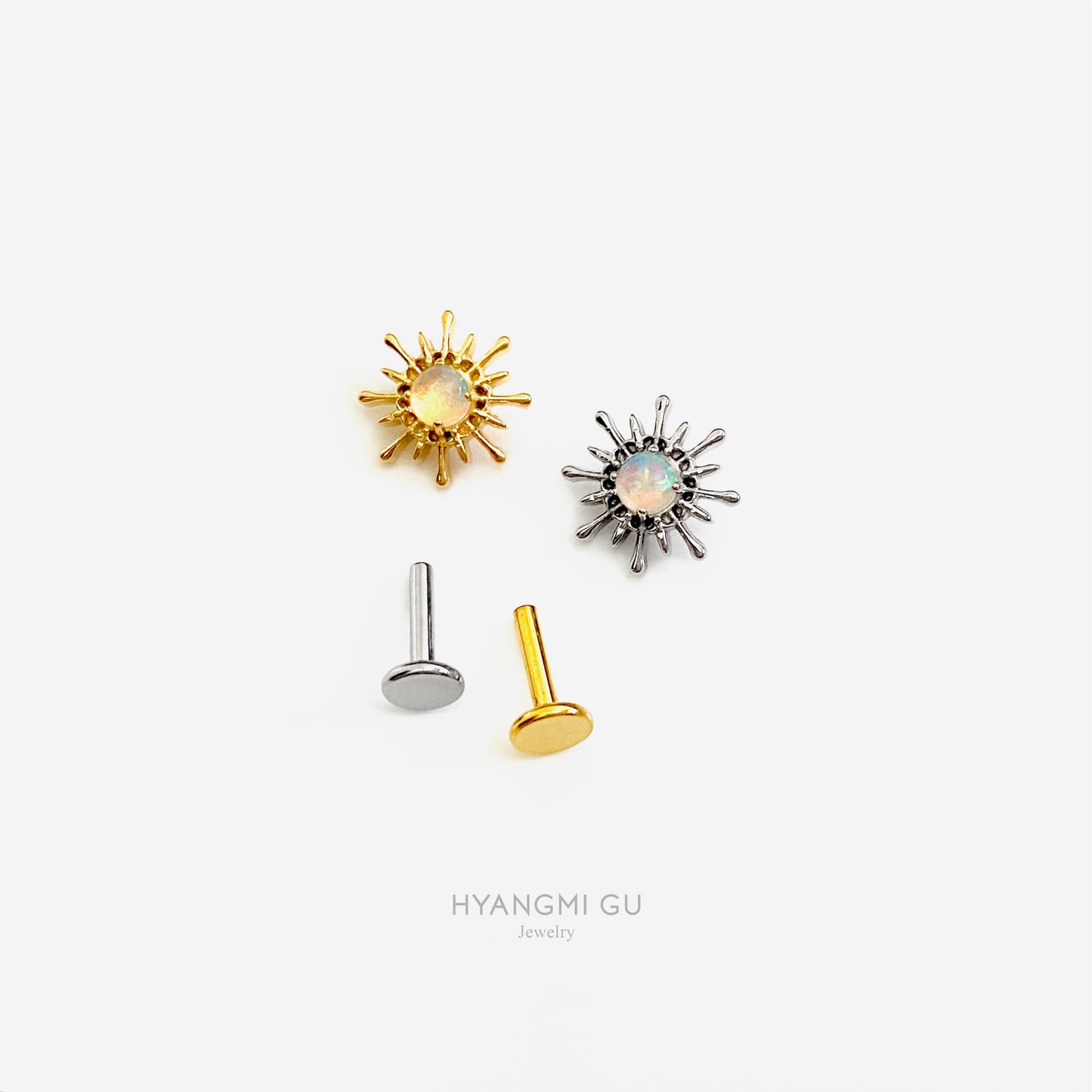 16G Titanium Opal Sun Flat Back Stud