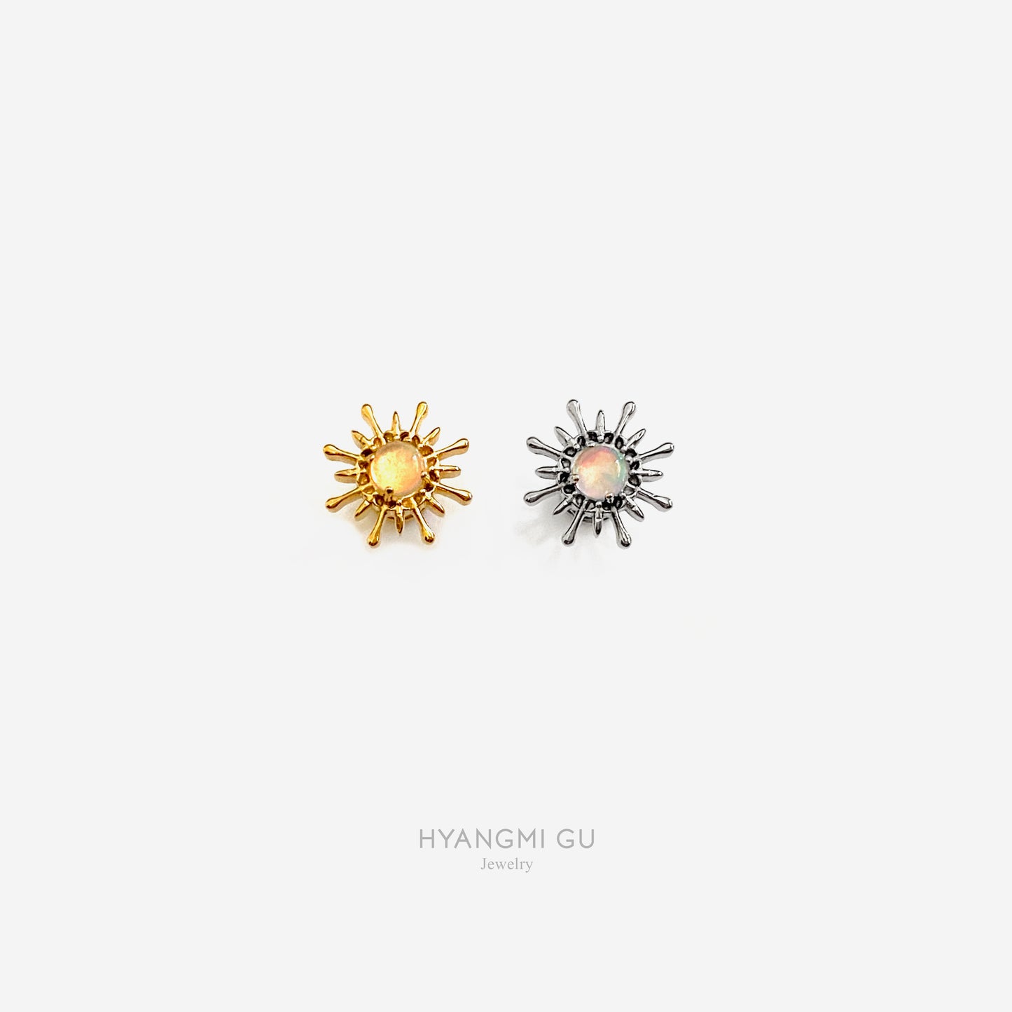 16G Titanium Opal Sun Flat Back Stud
