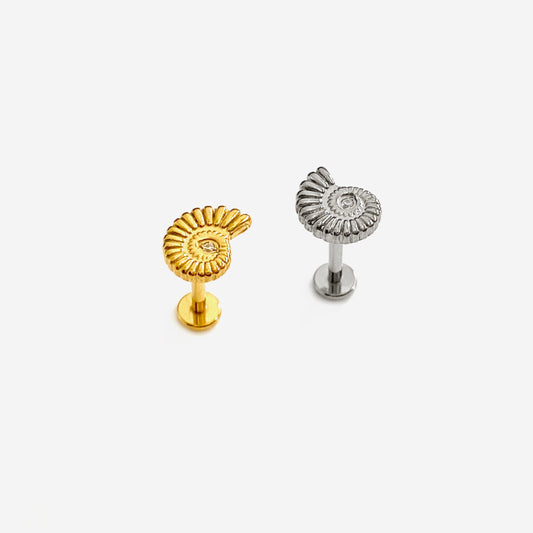 16G Titanium Sea Snail Flat Back Stud