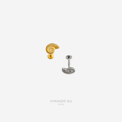 16G Titanium Sea Snail Flat Back Stud