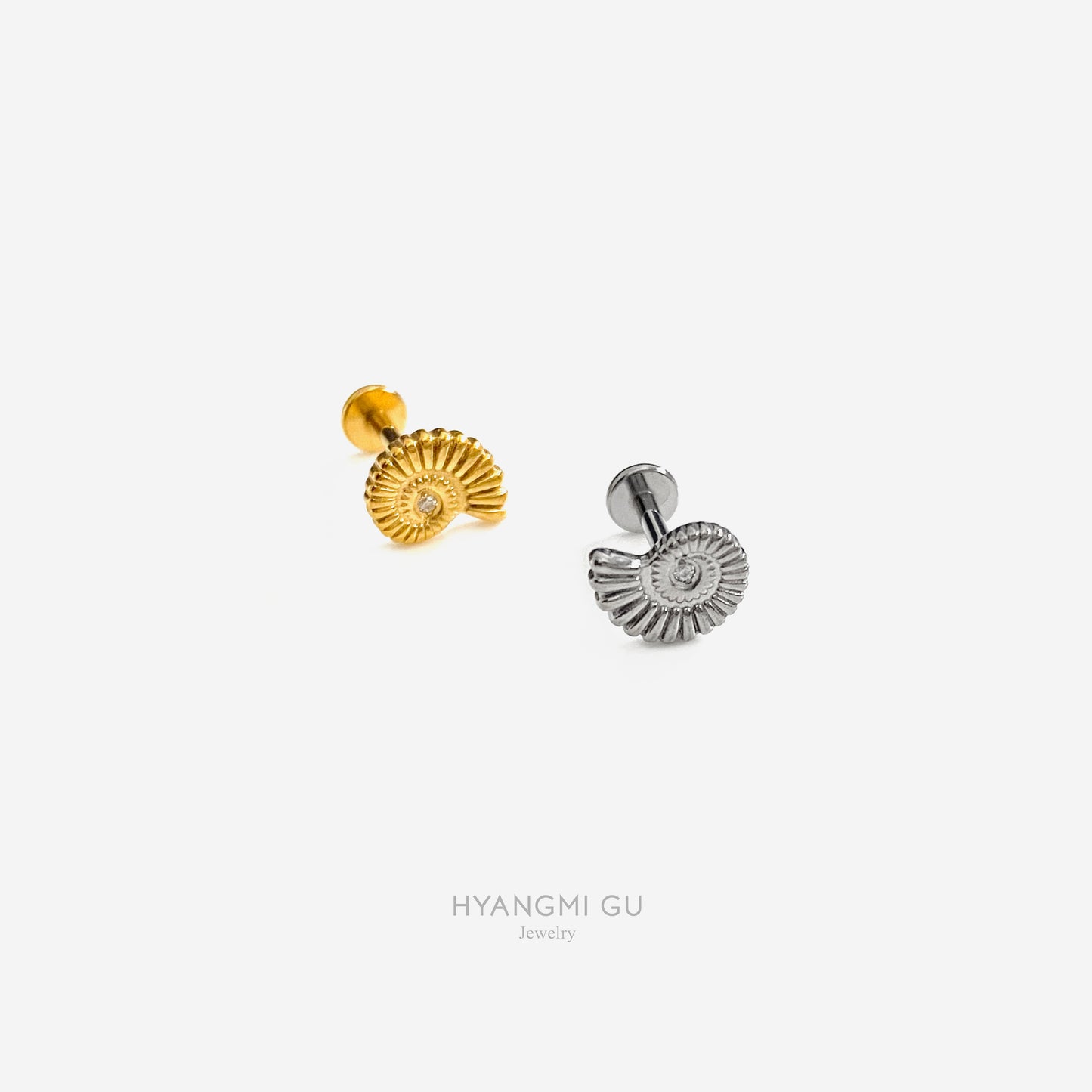 16G Titanium Sea Snail Flat Back Stud