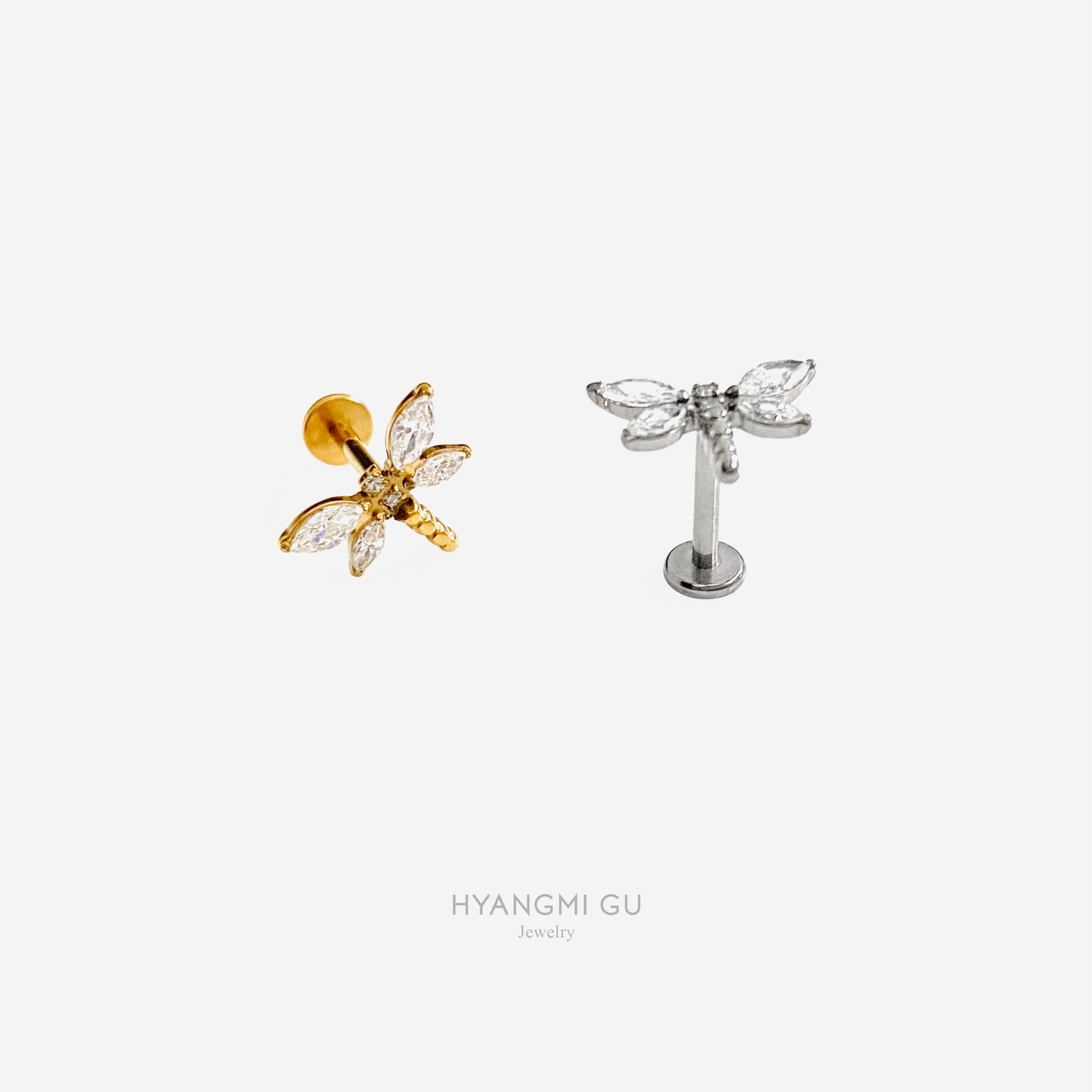 16G Titanium Dragonfly Flat Back Stud