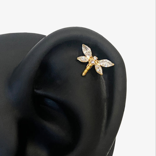 16G Titanium Dragonfly Flat Back Stud